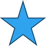 Blue five-pointed star icon, symbolizing achievement or importance. Relevant for highlighting key features or awards in the content.